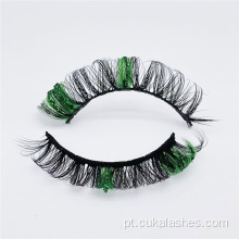 Green Glittler Russian Lashes tiras colorem cílios russos